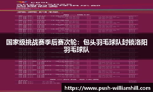 国家级挑战赛季后赛次轮：包头羽毛球队封锁洛阳羽毛球队